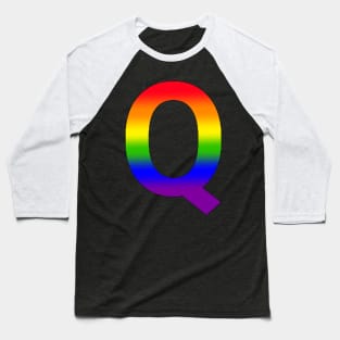 Rainbow Letter Q Baseball T-Shirt